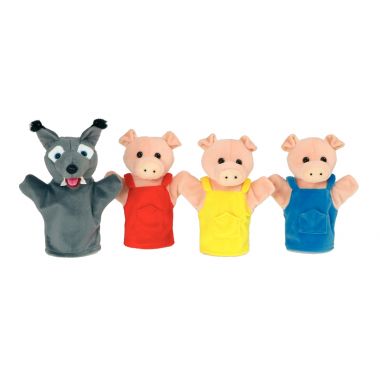 Valisette de 8 marionnettes, le Petit chaperon rouge et les 3 petits cochons