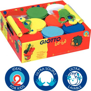 Giotto - Schoolpack de 8 pots de 220G de pâte à jouer GIOTTO bébé - F463200