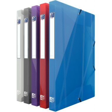 Carton de 12 boites de classement en polypropylène HAWAÏ dos 2,5 cm, coloris assortis