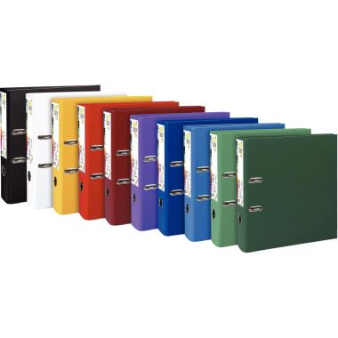 Lot de 10 classeurs à levier Exacompta PREM'TOUCH format A4+, dos 8 cm, couleurs vives assorties - 53374E