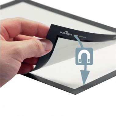 Sac de 2 cadres d'affichage A4 adhésif repositionnable avec contour magnétique noir