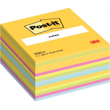 Cube de 450 feuilles de notes post-it repositionnables 76 x 76 mm couleurs assorties