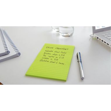 Paquet de 3 blocs Notes Super Sticky de 90 feuilles lignées, format 101 x 152 mm