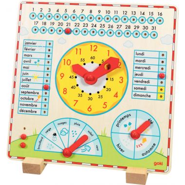 Calendrier horloge en bois