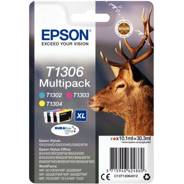 Epson CERF pack de de 3 cartouches jet d'encre cyan, magenta et jaune très haute capacité authentique (T130640)