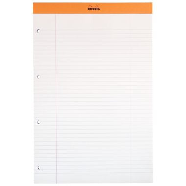 Rhodia - Bloc de bureau N°20 de 80 feuilles perforées, format A4+, ligné 7 mm, papier blanc 80g - 119600C