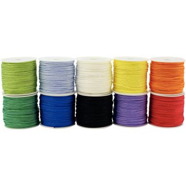 Lot de 10 bobines de cordon couleurs 18 mètres couleurs assorties