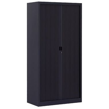Armoire monobloc anthracite 180x90x43cm 2 rideaux 3 tablettes