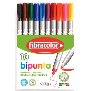 Étui de 10 feutres bi-pointe assortis