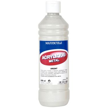 Flacon de 500 ml de peinture métallique MAJUSCULE argent