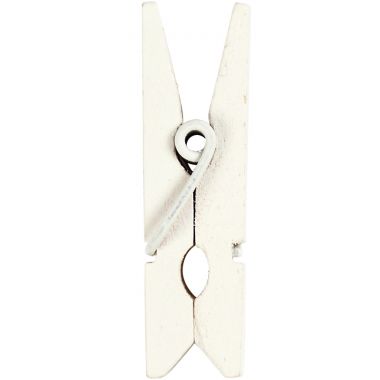 Lot de 20 pinces à linge en bois blanc