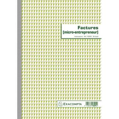 Manifold Facture micro-entrepreneur format 21x29.7cm 50 duplicatas autocopiants