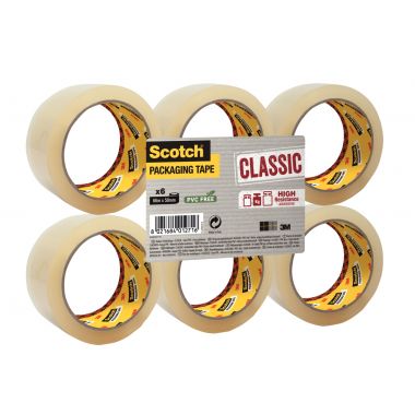Lot de 6 rouleaux adhésifs en polypropylène transparent 66mx50mm