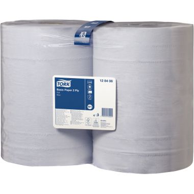 Lot de 2 bobines d'essuyage industriel 1000 feuilles bleues