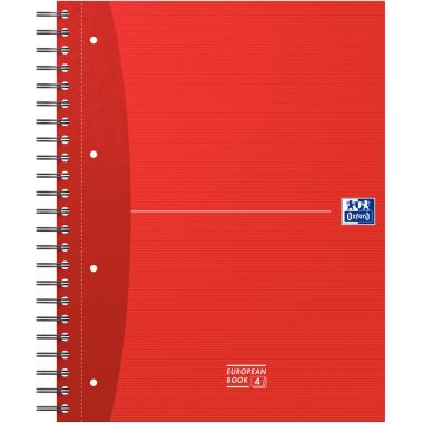 Cahier à reliure intégrale EUROPEAN BOOK format A4+, seyès, 240 pages perforées, coloris assortis