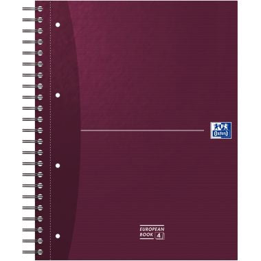 Cahier à reliure intégrale EUROPEAN BOOK format A4+, seyès, 240 pages perforées, coloris assortis