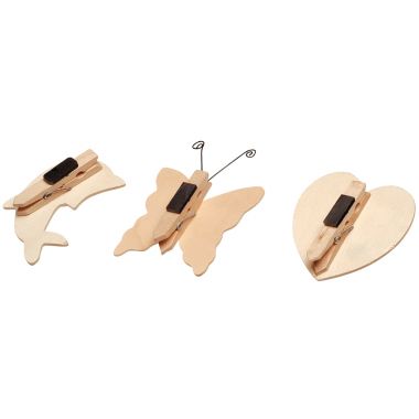 Lot de 12 porte-mémo magnétiques en bois assortis