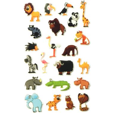 Pochette de 209 stickers déco 3D cooky thème animaux