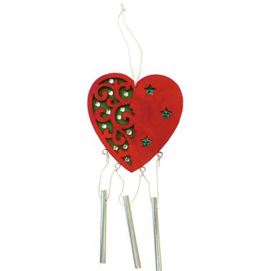 Lot de 5 carillons cœur en bois