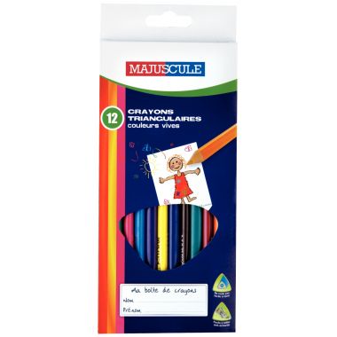 Pochette de 12 crayons de couleur Majuscule triangulaires assortis