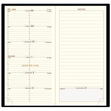 Agenda semainier poche Cali 9x17,5cm noir
