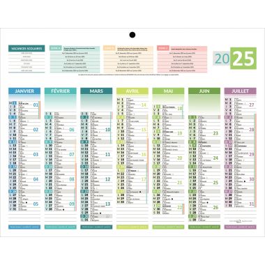 Bouchut - Calendrier semestriel 7 mois par face 4 saisons 21X26,5cm -PAPSAISONSMINI