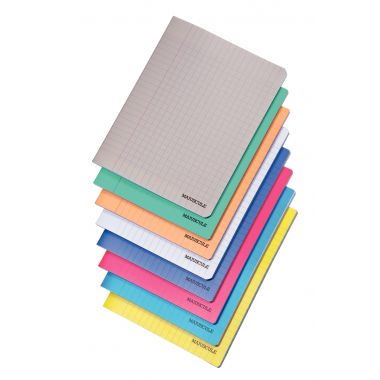 Piqûre 96 pages MAJUSCULE, format 17x22 cm, papier blanc 90g, seyès, couverture polypropylène violet