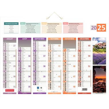 Calendrier semestriel 6 mois par face 4 saisons 40,5x55cm