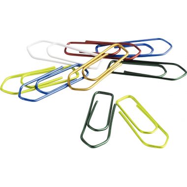 Boîte de 100 trombones 25mm bout chevron coloris assortis
