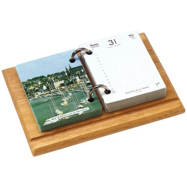 Socle en bois vernis 2 anneaux métal