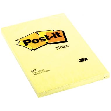 Bloc de 100 feuilles post-it notes 102 x 152 mm coloris jaune