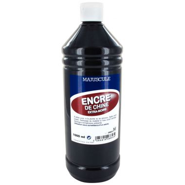 Flacon de 1L d'encre de chine noire