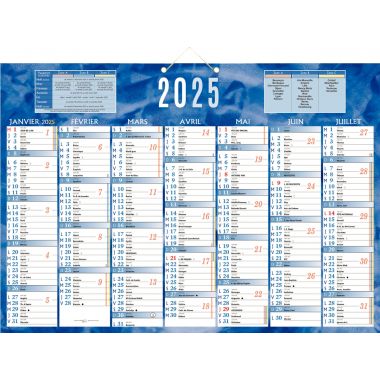 Bouchut - Calendrier semestriel 7 mois par face 38,5X54cm bleu - PAP230B