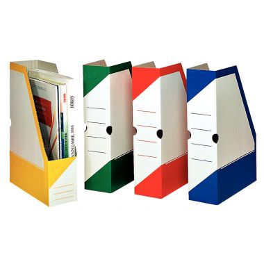 Paquet de 4 porte-revues en carton dos 8cm assortis