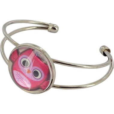 Sachet de 10 bracelets argentés rigides avec 10 cabochons en verre