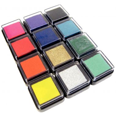 Set de 12 encreurs format 3.5x3.5cm assortis - 220061