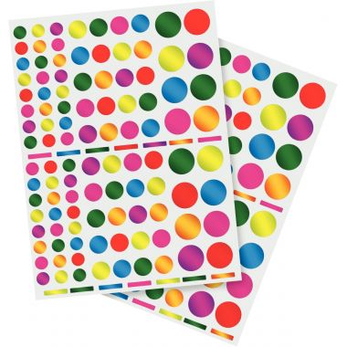 Pochette de 624 gommettes rondes métallisées couleurs assorties