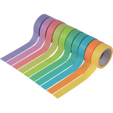 Lot de 10 rubans adhésifs unis assortis, en papier de riz