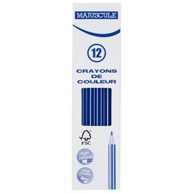 Boîte de 12 crayons de couleur Majuscule 3mm bleu foncé