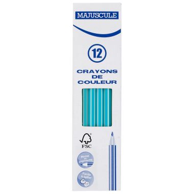 Boîte de 12 crayons de couleur Majuscule 3mm bleu clair