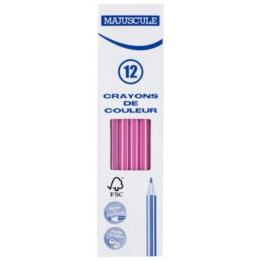 Boîte de 12 crayons de couleur Majuscule 3mm rose