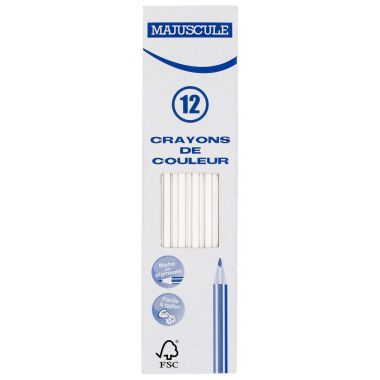 Boîte de 12 crayons de couleur Majuscule 3mm blanc