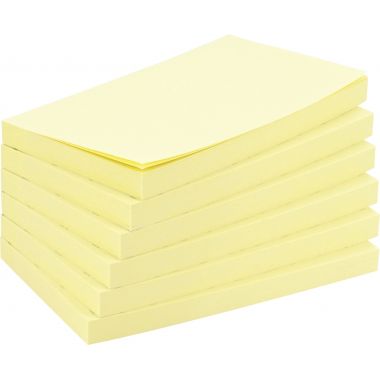 Lot de 12 blocs de 100 feuilles de notes repositionnables 75 x 125 mm coloris jaune pastel