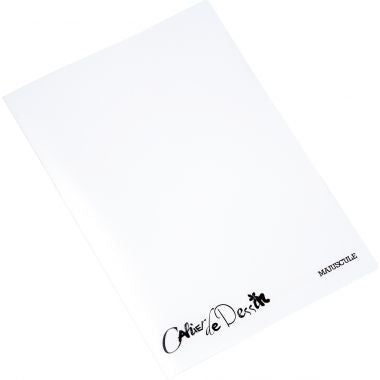 Cahier de dessin MAJUSCULE, piqûre 96 pages, format 24x32 cm, uni 120g, couverture PP incolore