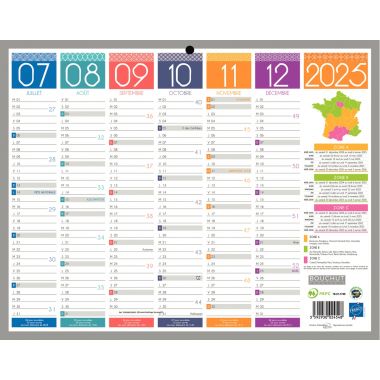 Calendrier semestriel 6 mois par face Tendance 21x26,5cm