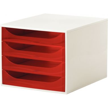 Module 4 tiroirs ECOBOX gris/framboise