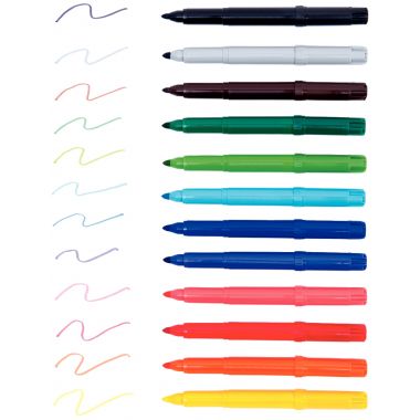 Pochette de 12 feutres Majuscule pointe large assortis