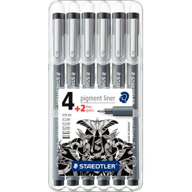 Pochette de 6 feutres pigment liner dont 2 gratuits