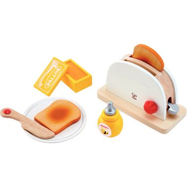 Toaster en bois blanc et accessoires