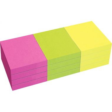Lot de 12 blocs de notes repositionnables de 80 feuilles 40 x 50 mm couleurs vives assorties